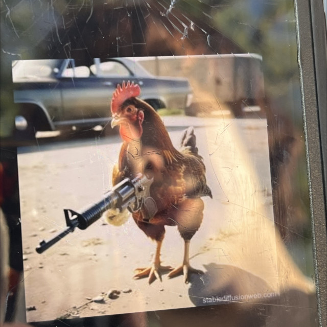 Chicken with gun outrail
