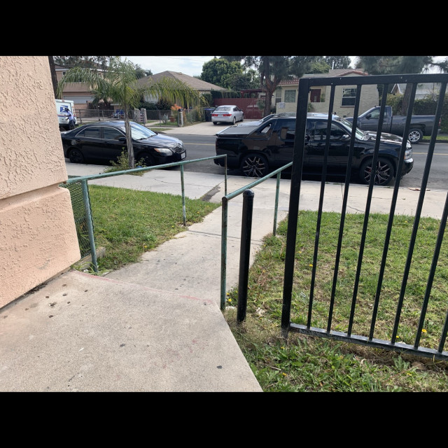 Long stairs with rails