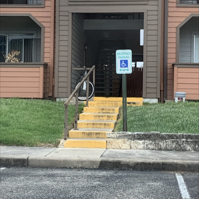 Sick apartment with handrails