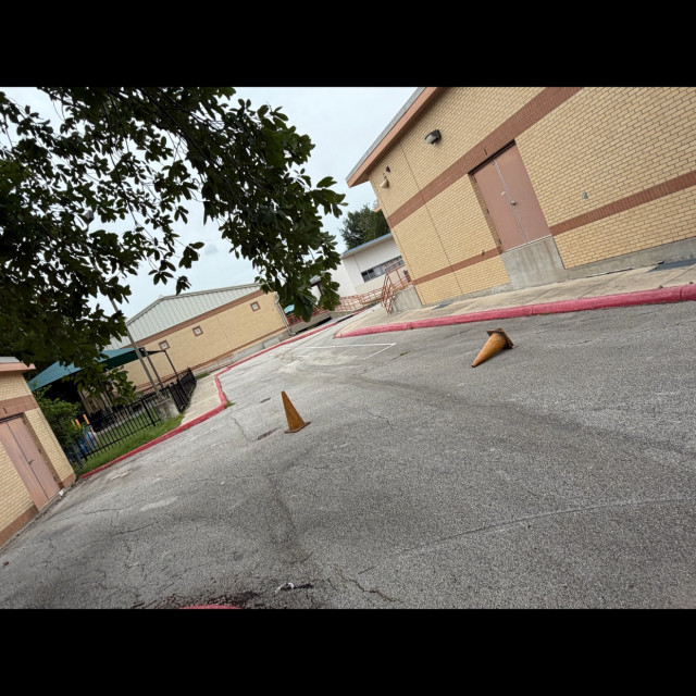 Inside of Knox Elementary manny pads and banks with cones n small gaps 