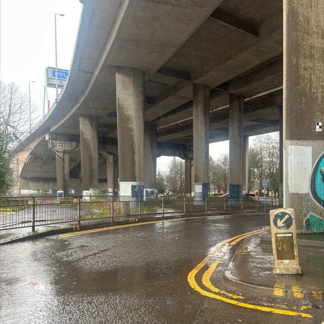 series of banks under bridge 