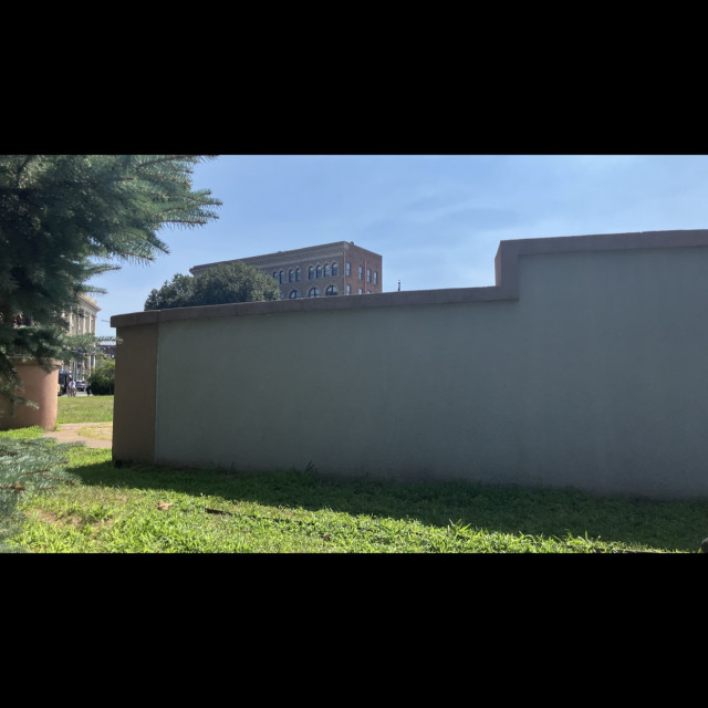 Riverfront park ledge