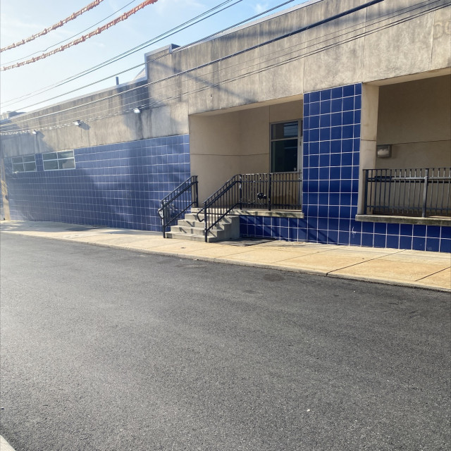 Smooth road, stair set, a rail