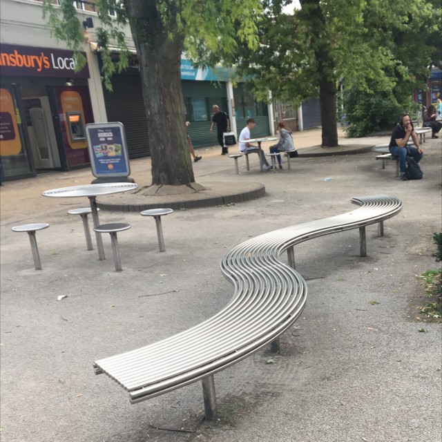Curved Metal Bench 