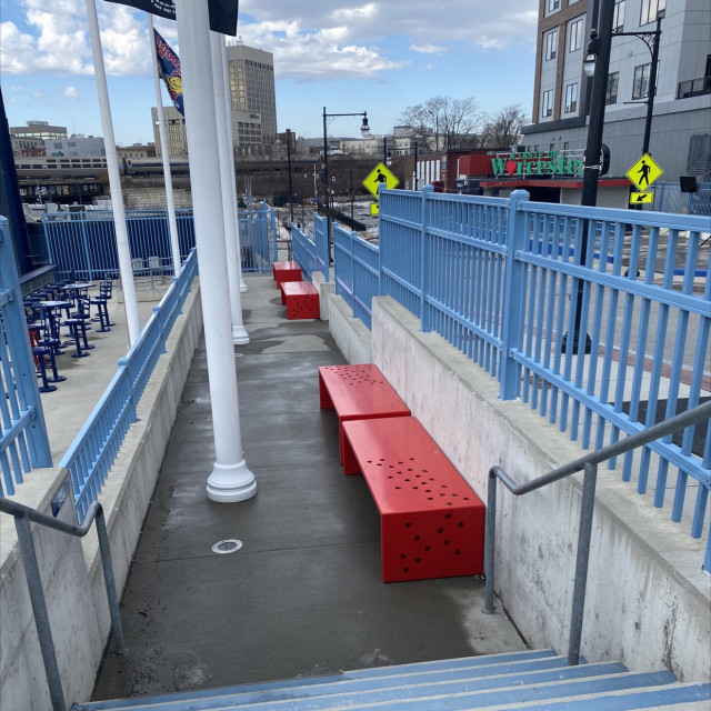 Red benches 