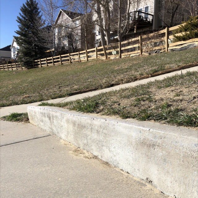 Knee-high ledge with nice hill