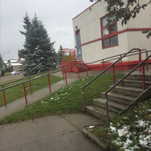 6 stair with ledge behind the school
