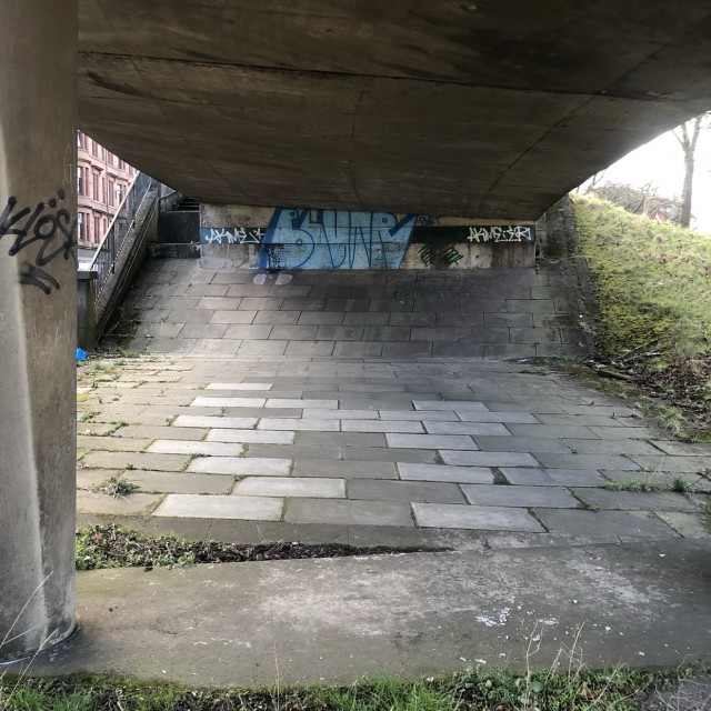 Bank under bridge